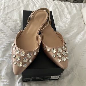 Used Jcrew embellished satin sling back flats faded blossom 8